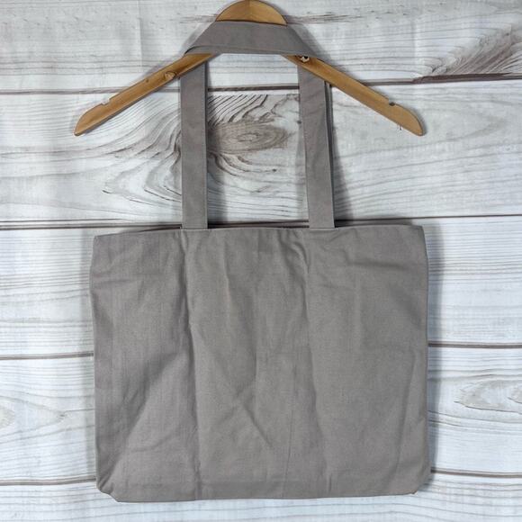 NEW Jimmy Choo Grey Gold Metallic Heel Graphic Print Zippered Tote Bag Purse - Picture 4 of 10